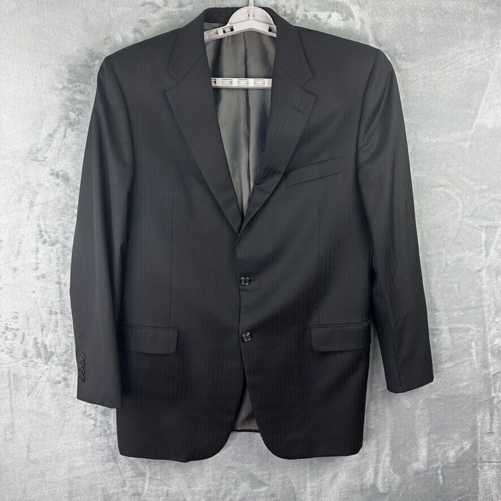 Hickey freeman blazer mens 100% worsted wool black 44 LRG